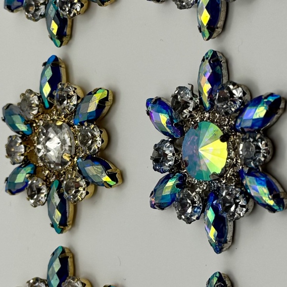 Aurora borealis AB crystal/rhinestone ~2" embellishments (6) flat-back snowflake - Picture 4 of 8